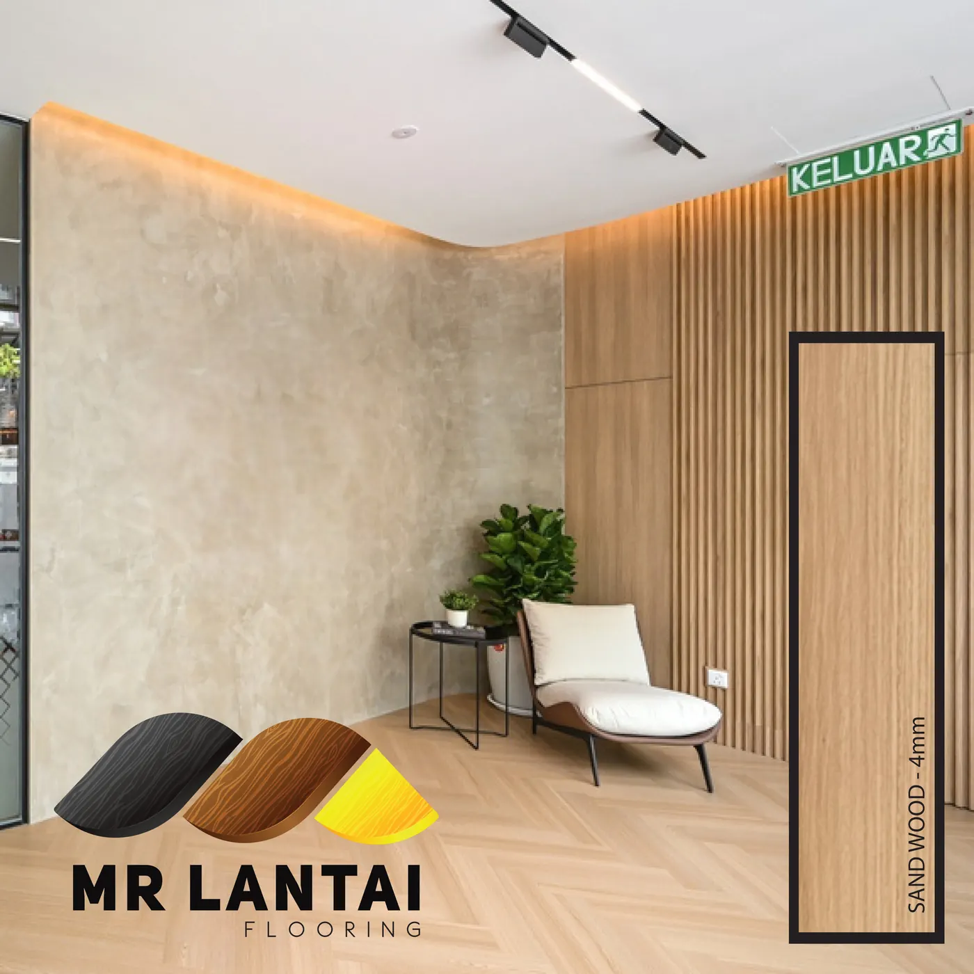 Sand Wood 4mm SPC flooring installed in a room, Mr Lantai Flooring