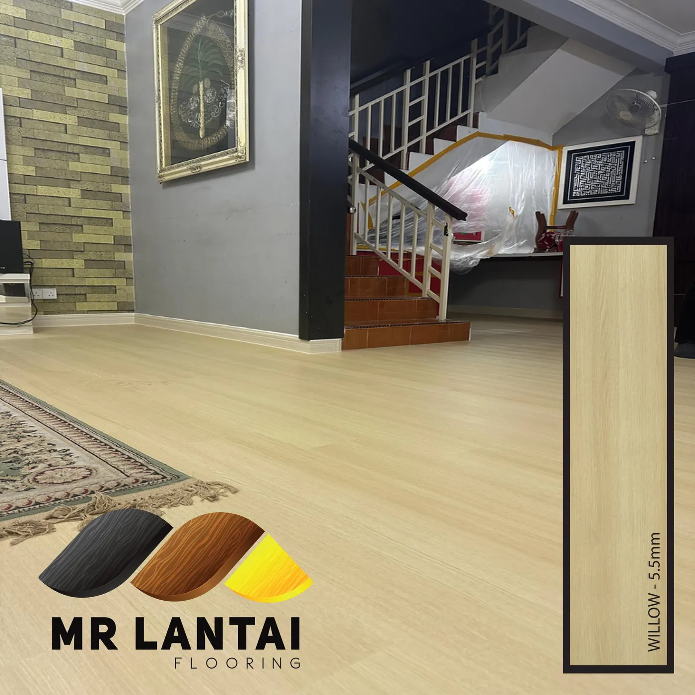 Willow 5.5mm SPC flooring installed in a room, Mr Lantai Flooring