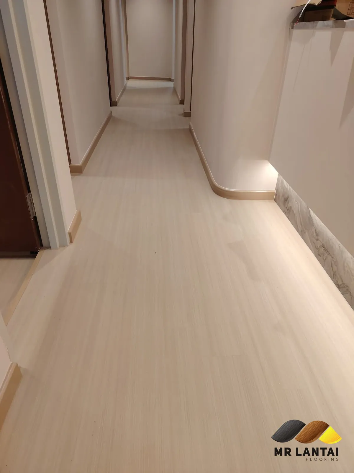 Light beige SPC, hallway — SPC flooring installed by Mr Lantai